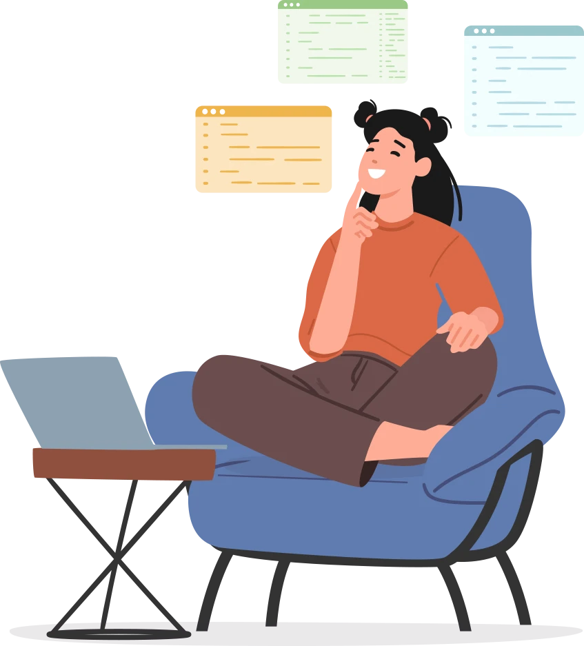 Girl sitting down on chair