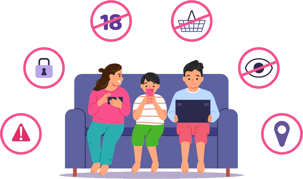 A family sitting on a sofa