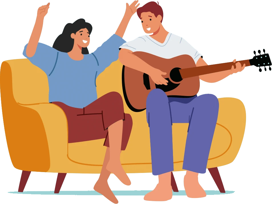 Playing guitar