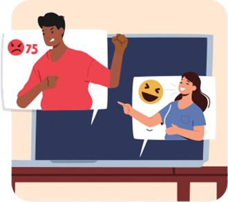 A laptop screen showing negative comments