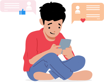 A kid using their phone