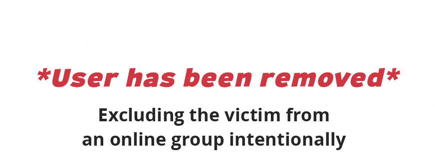 Excluding the victim from an online group intentionally