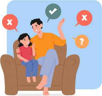 A thumbnail of parent talking to their kid