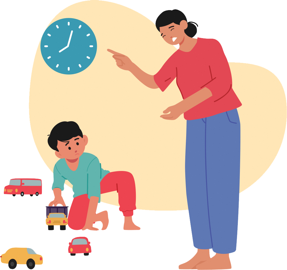 Parent talking to their child about consequences