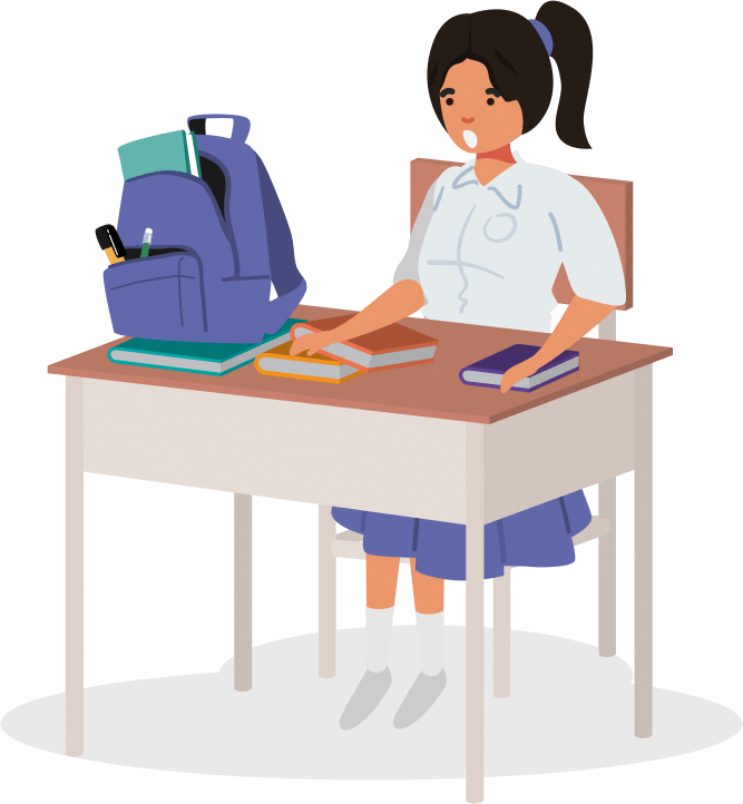 A child at her desk