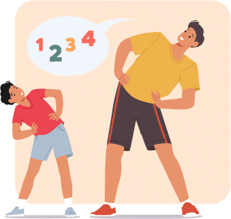 A thumbnail of parent and their kid exercising