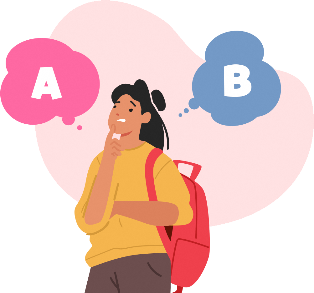 A kid thinking about different decisions