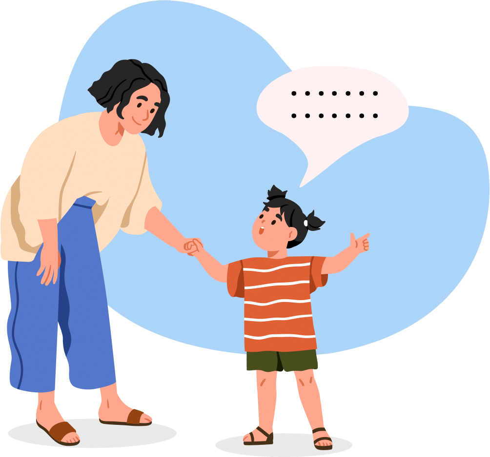 A kid talking to their parent