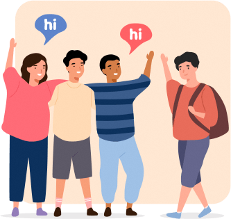 A thumbnail of kids greeting to each other