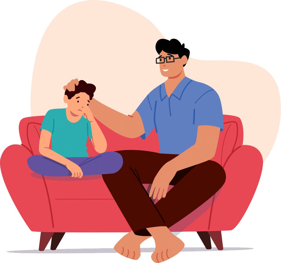 Parent and their kid on the chair