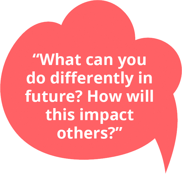 What can you do differently in future? How will this impact others?