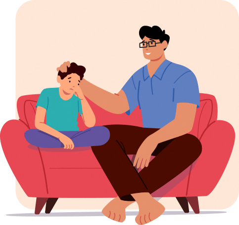 A thumbnail of a parent and their child on the couch