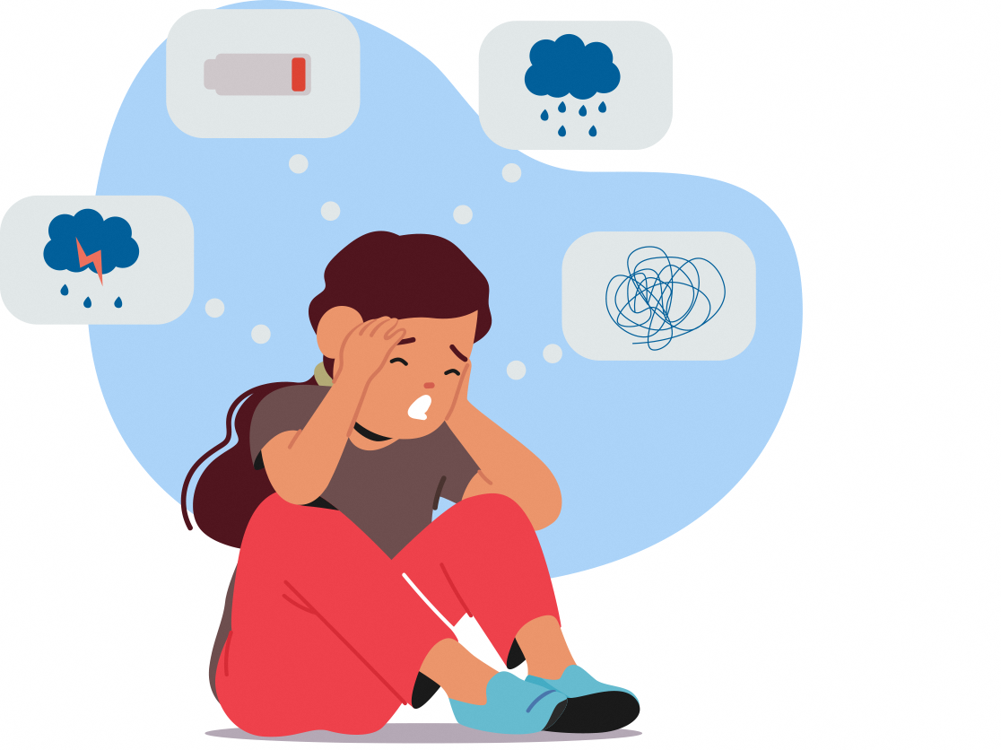 A girl looking stressed and thinking negative