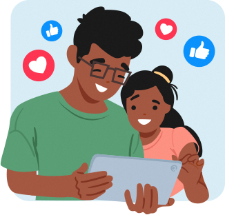 Teens looking at screen while looking at social medias