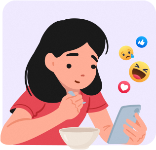 Girl looking at her phone while looking at social media