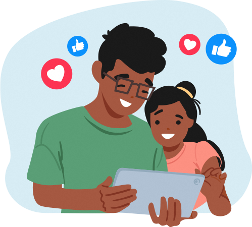 Teens looking at screen while looking at social medias