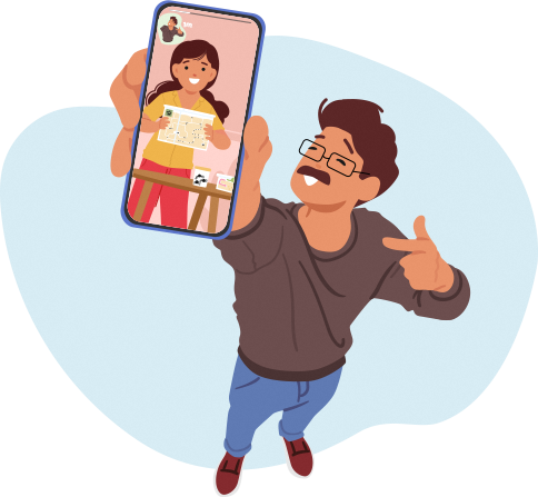 Man pointing at his phone screen